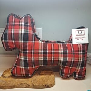 Bealls Scottish Terrier Plaid Dog Pillow - Red and Black